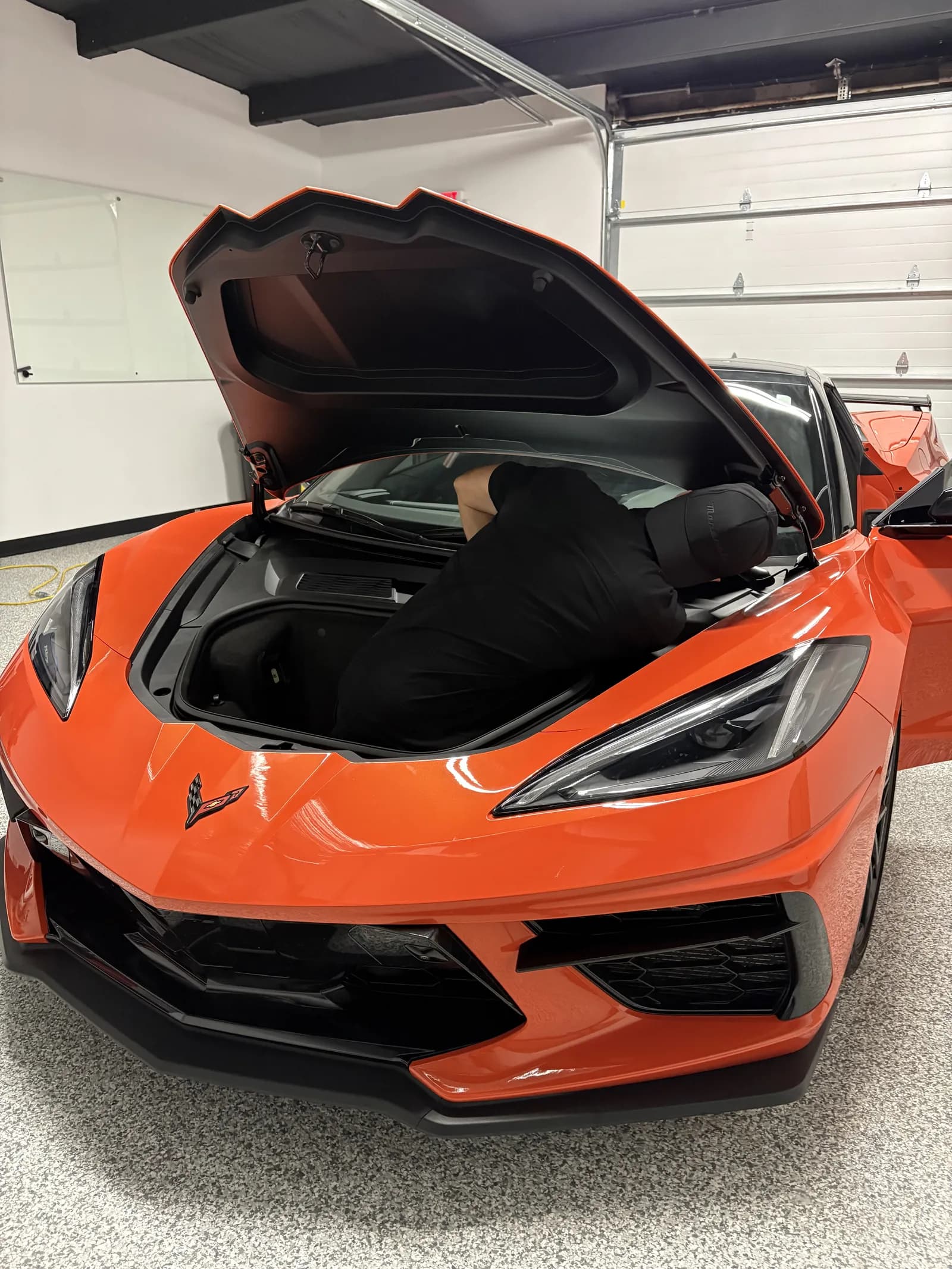 Orange C8 Corvette ceramic tint installation