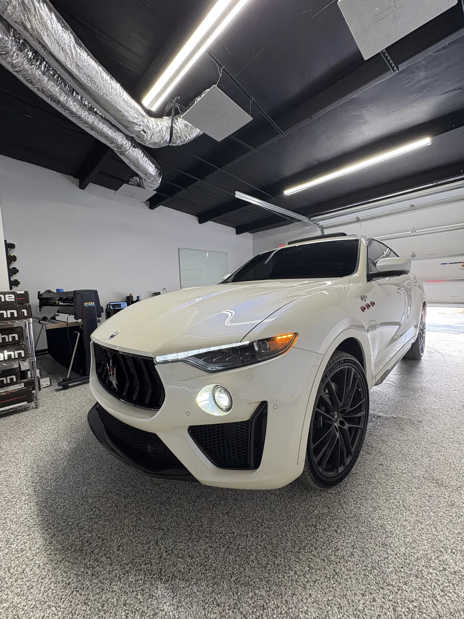 White Maserati Levante with Autobahn ceramic tint at Gulf Coast Tint Solutions