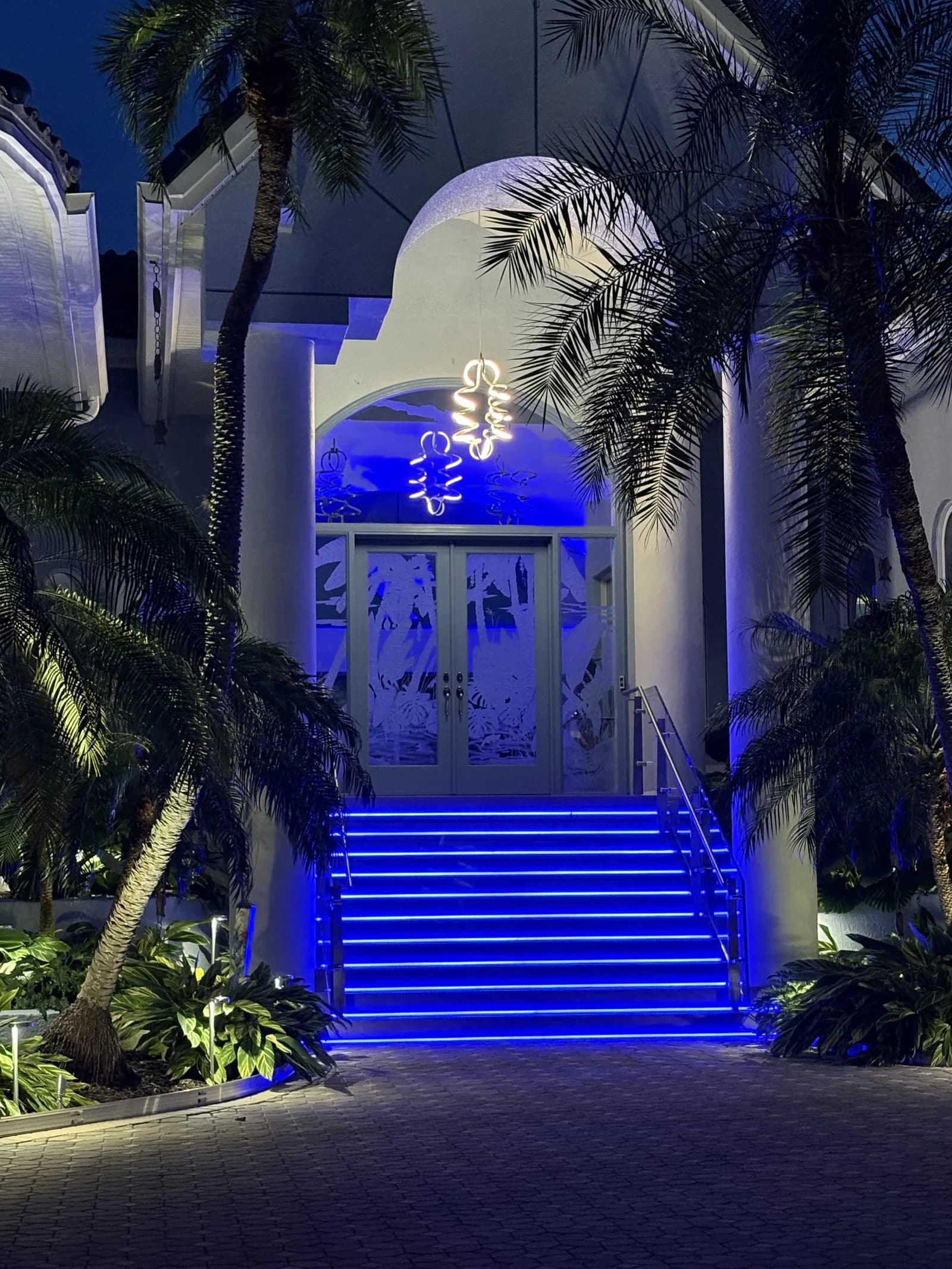 Upscale commercial venue tinted glass entry