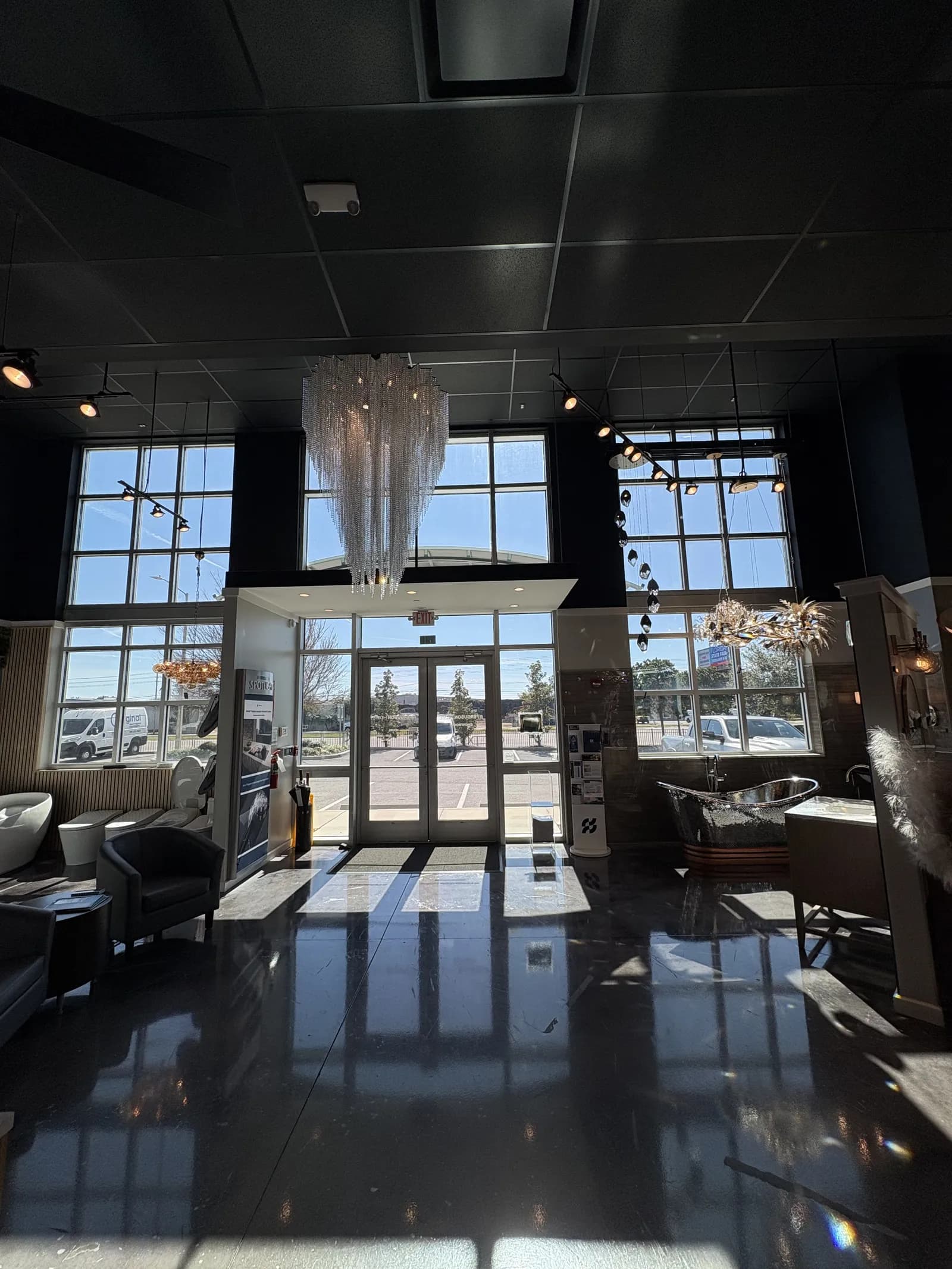 Luxury commercial showroom window tint